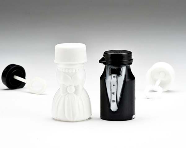 Bride and Groom Wedding Bubble Bottles - Wedding Favor or Bomboniere 6oz - 1 of each